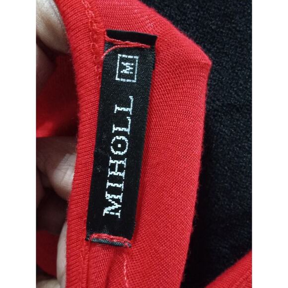 MIHOLL Women's Red Lace Round Neck Cold Shoulder Spaghetti Straps Top Blouse Med - Picture 7 of 10